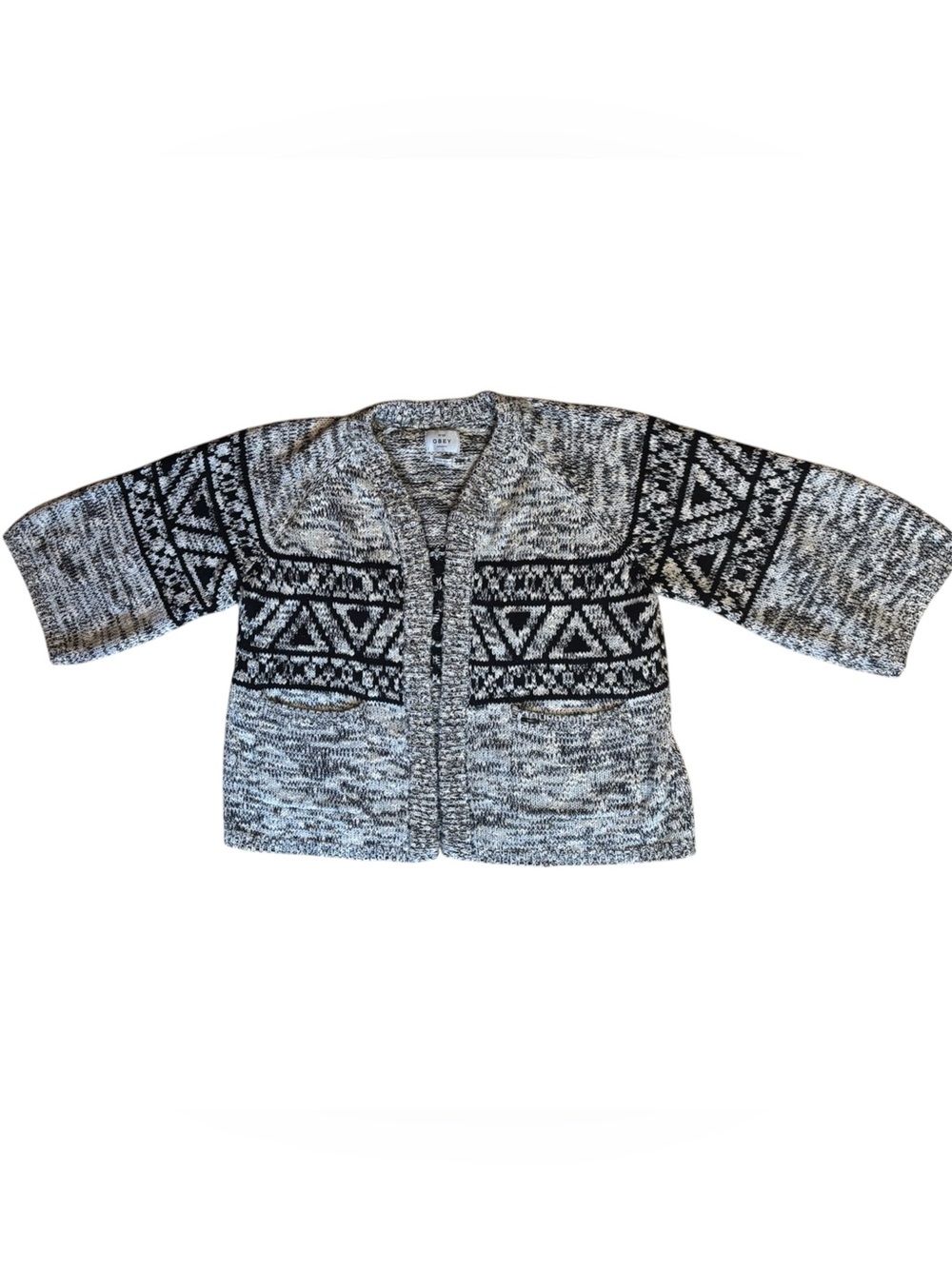Obey Black & White Aztec Open Cardigan